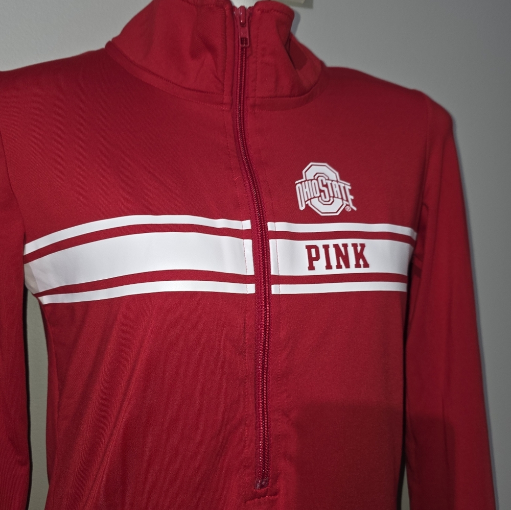 OSU Ohio State Buckeyes PINK Victoria's Secret Quarter Zip L/S Pullover SMALL - Picture 3 of 4